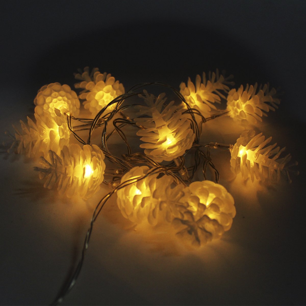 Cordão Luminoso 10 Pinhas LEDs Amarelo Enfeite 1,80 Metros