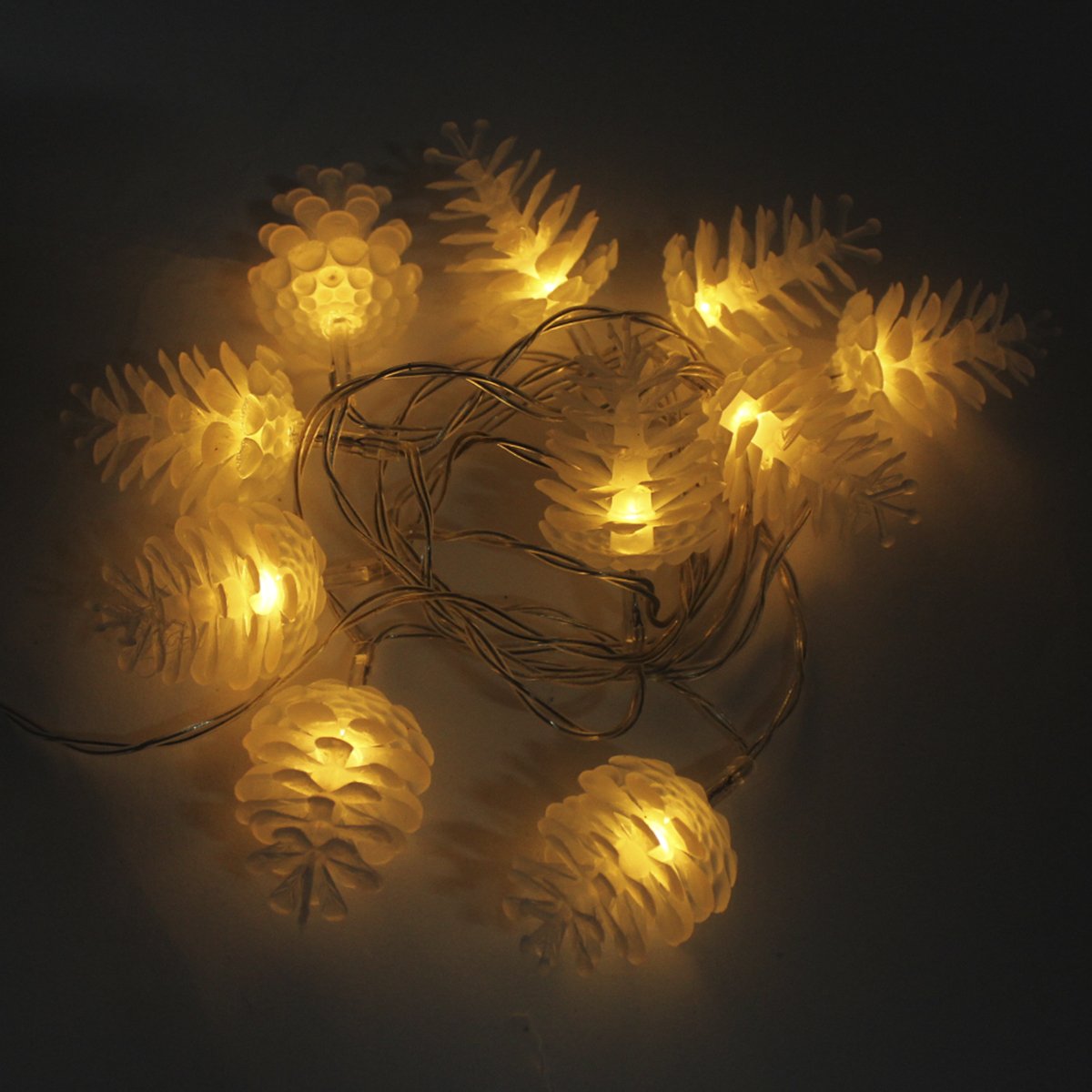 Cordão Luminoso 10 Pinhas LEDs Amarelo Enfeite 1,80 Metros