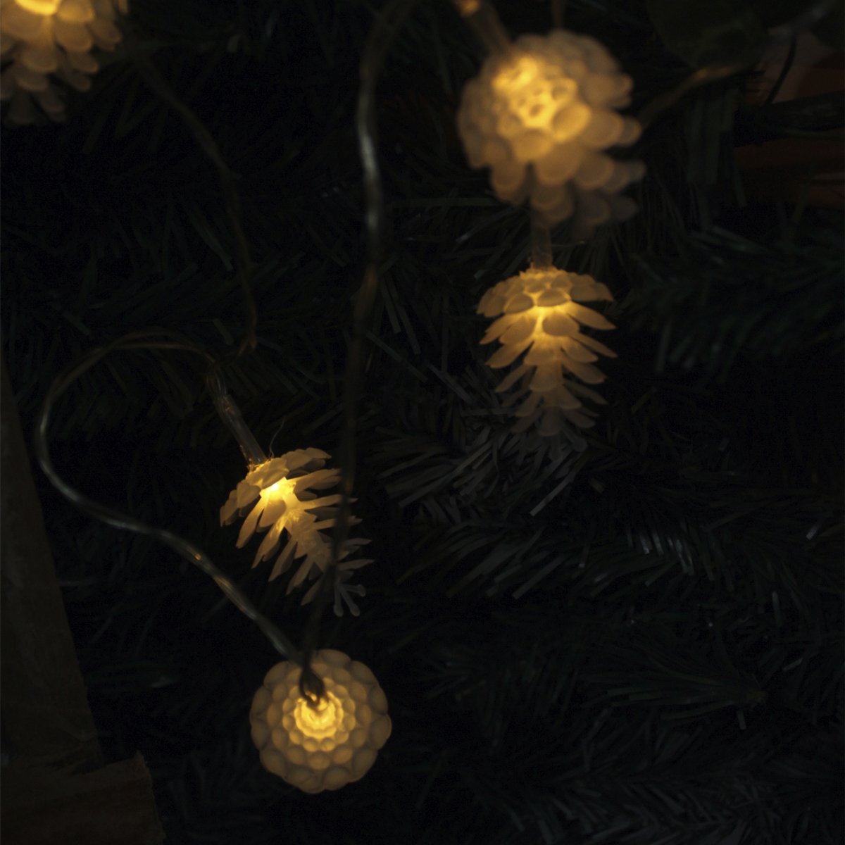 Cordão Luminoso 10 Pinhas LEDs Amarelo Enfeite 1,80 Metros