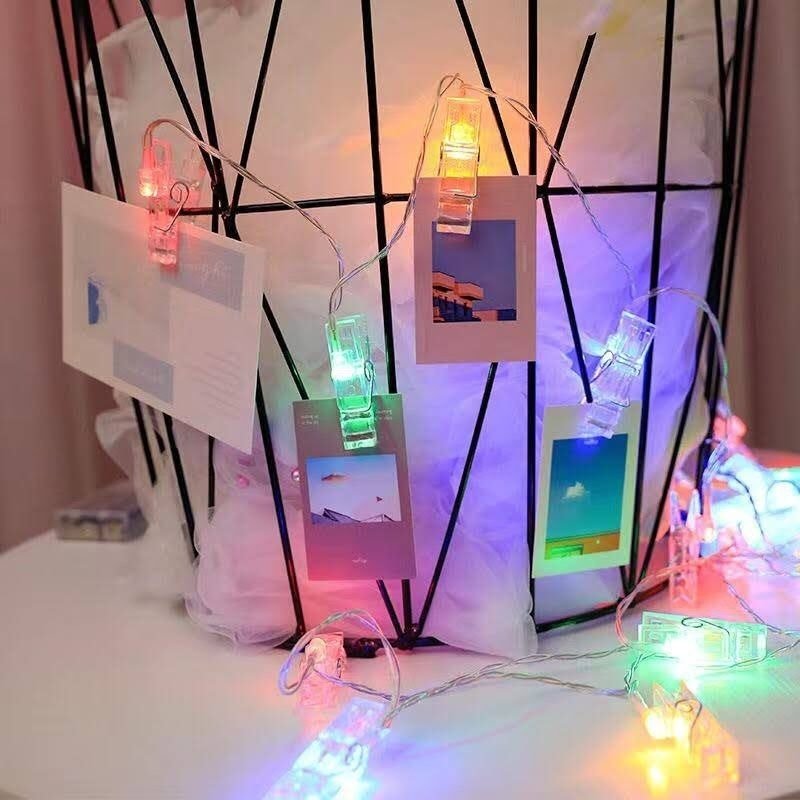Cordão Luminoso Varal Prendedor 10 LED Colorido 2,30 Metros
