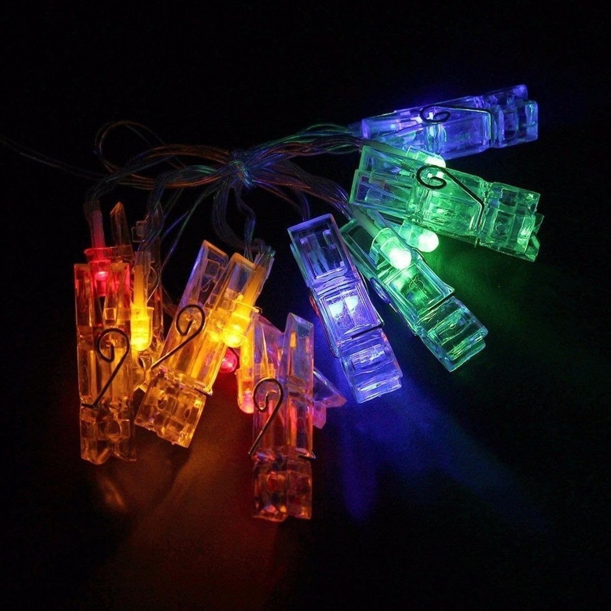 Cordão Luminoso Varal Prendedor 10 LED Colorido 2,30 Metros