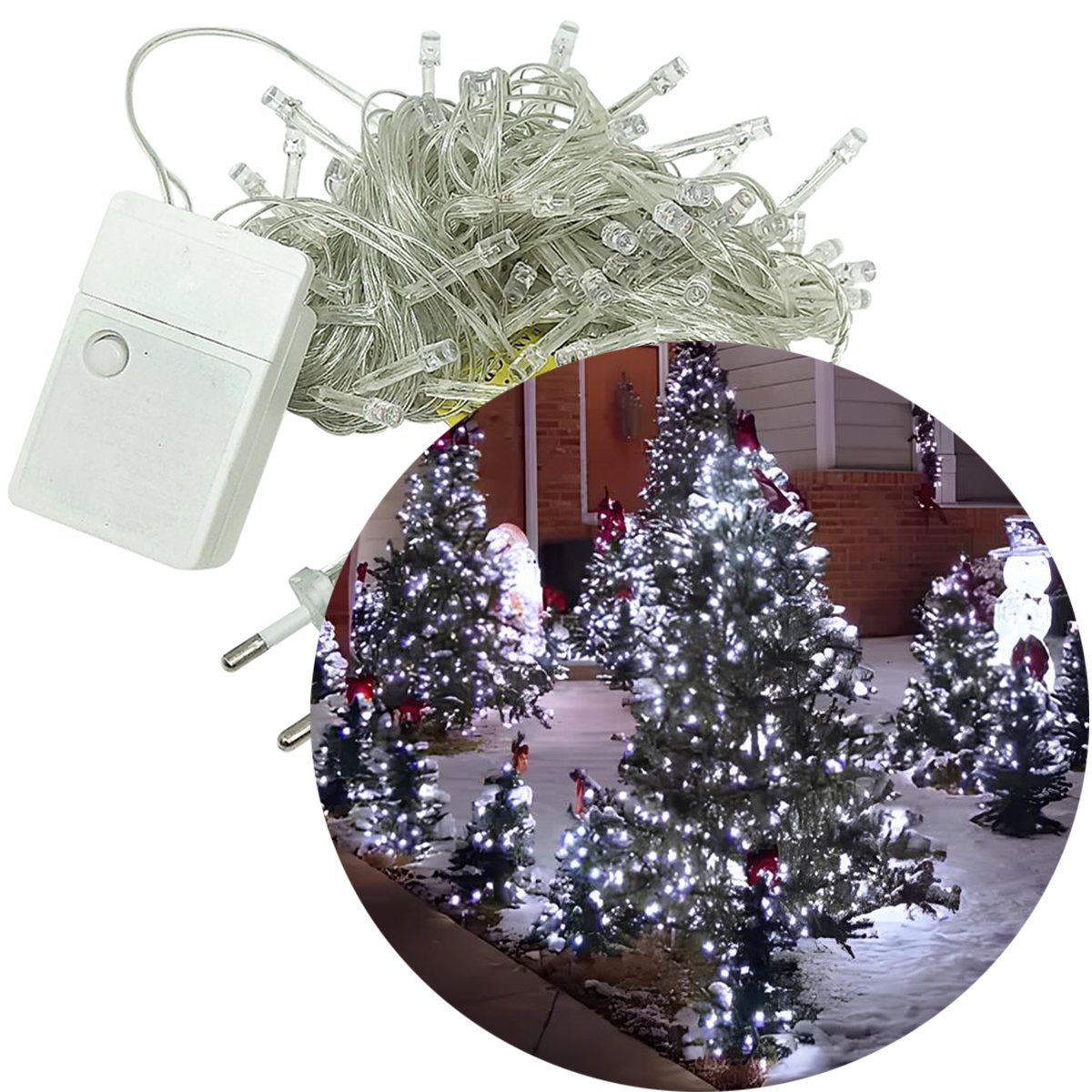 Cordão Pisca 100 Lâmpadas LED Branco 8 Funções 220v De 8,5M