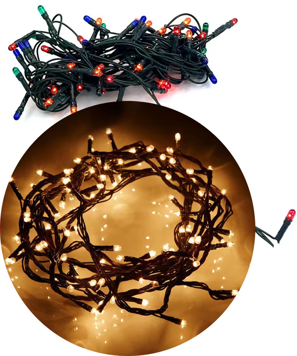 Cordão Pisca 100 Micro-Lâmpadas LEDs Branco Quente De 3,6M