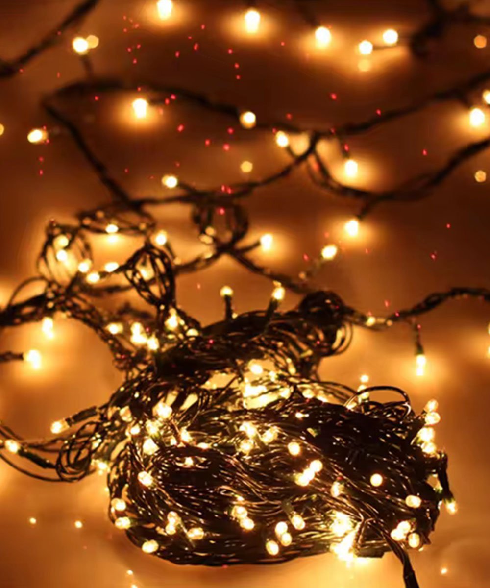 Cordão Pisca 100 Micro-Lâmpadas LEDs Branco Quente De 3,6M