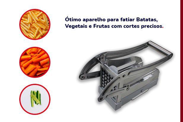 Cortador De Batata Frita Ou Legumes Palitos, Picador Profissional com 2 Modelos de Laminas 