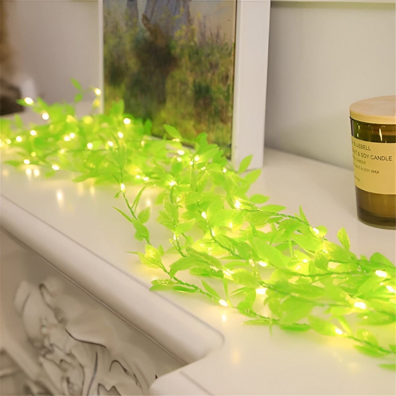 Cortina De Pisca Leds Luz Amarelo Com Fio Folhas Jardim 220v