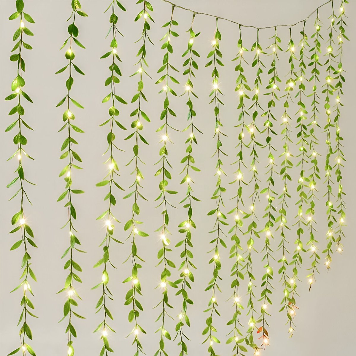 Cortina De Pisca Leds Luz Amarelo Com Fio Folhas Jardim 220v