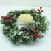 Decoração Arranjo De Mesa Castiçal Pinhas e Azevinhos 30cm