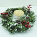 Decoração Arranjo De Mesa Castiçal Pinhas e Azevinhos 30cm