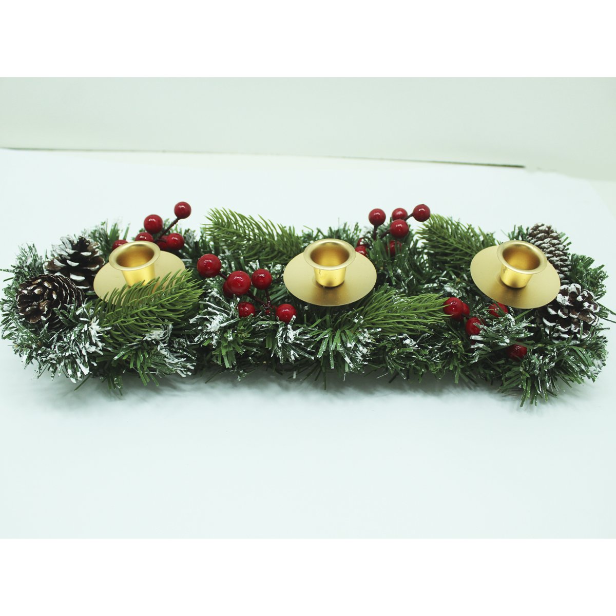 Decoração Arranjo De Mesa Para Velas Castiçal Natalino 40cm