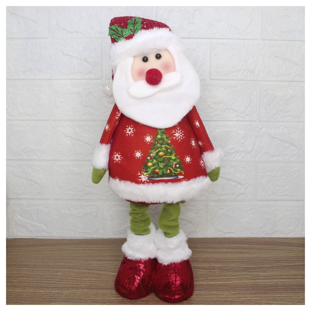 Decoração Boneco Natal Papai Noel Perna Ajustável 45cm
