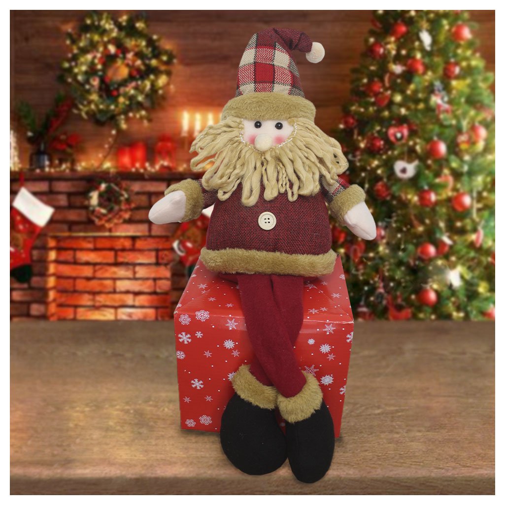 Decoração Boneco Natalino Papai Noel Com Pernas Moles 60cm