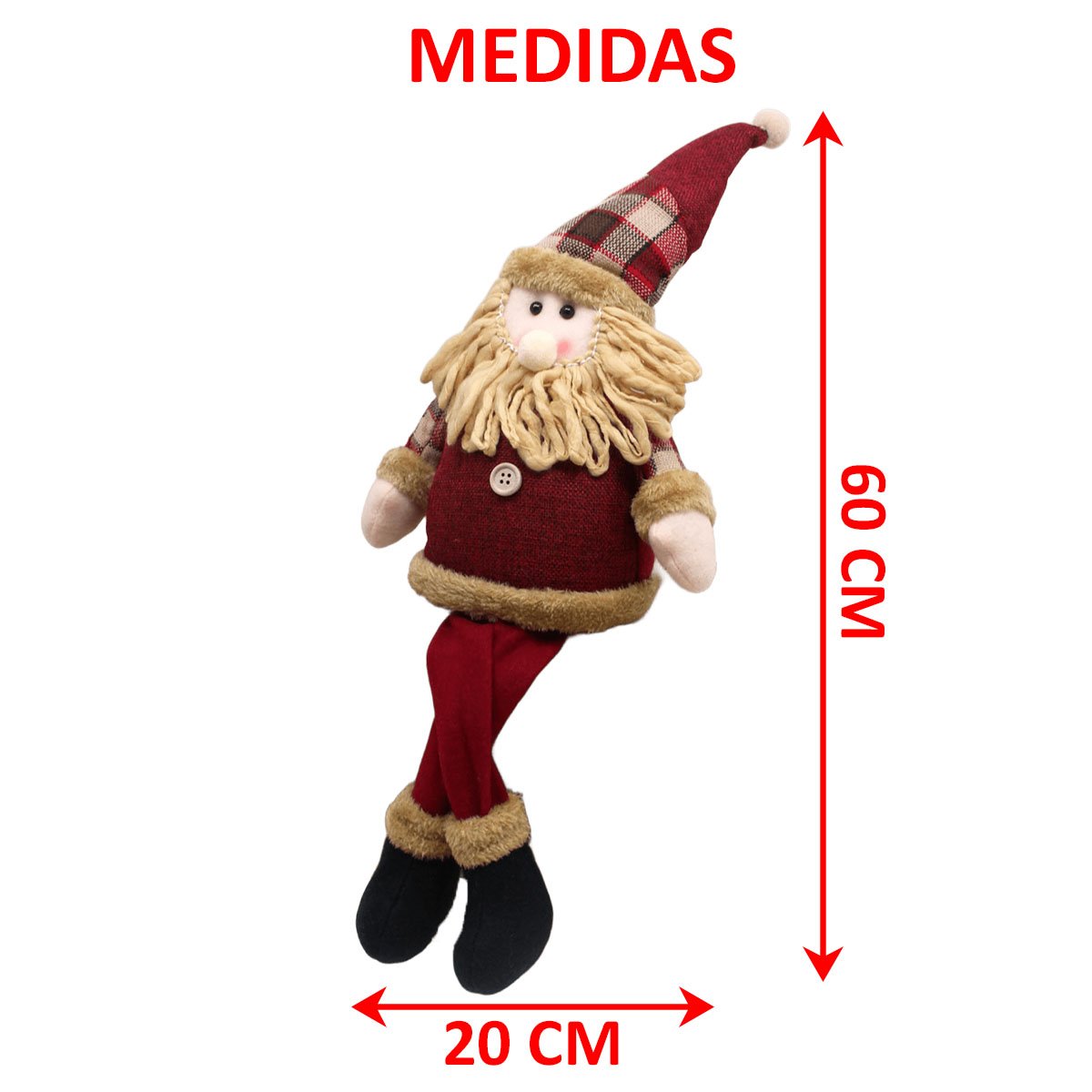 Decoração Boneco Natalino Papai Noel Com Pernas Moles 60cm