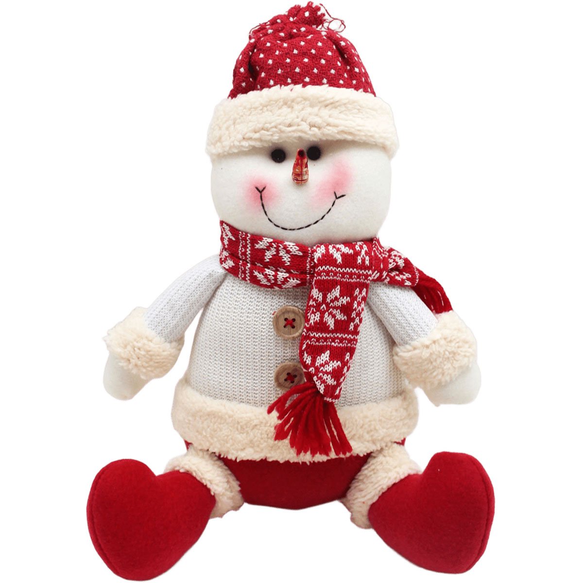 Decoração Boneco Neve Sentado Enfeite Tecido Natalino 35cm