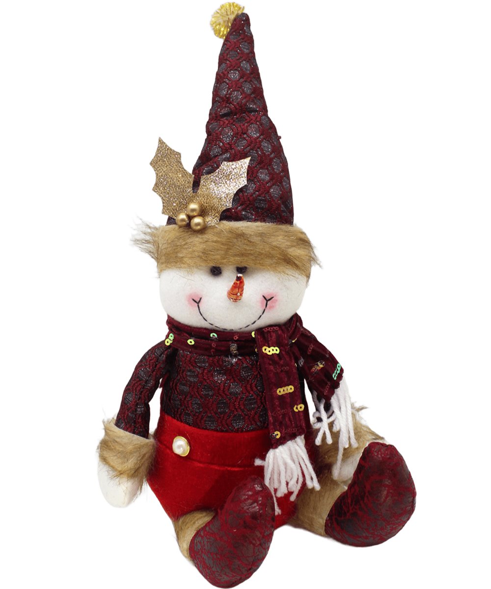 Decoração Boneco Neve Sentado Enfeite Tecido Natalino 40cm