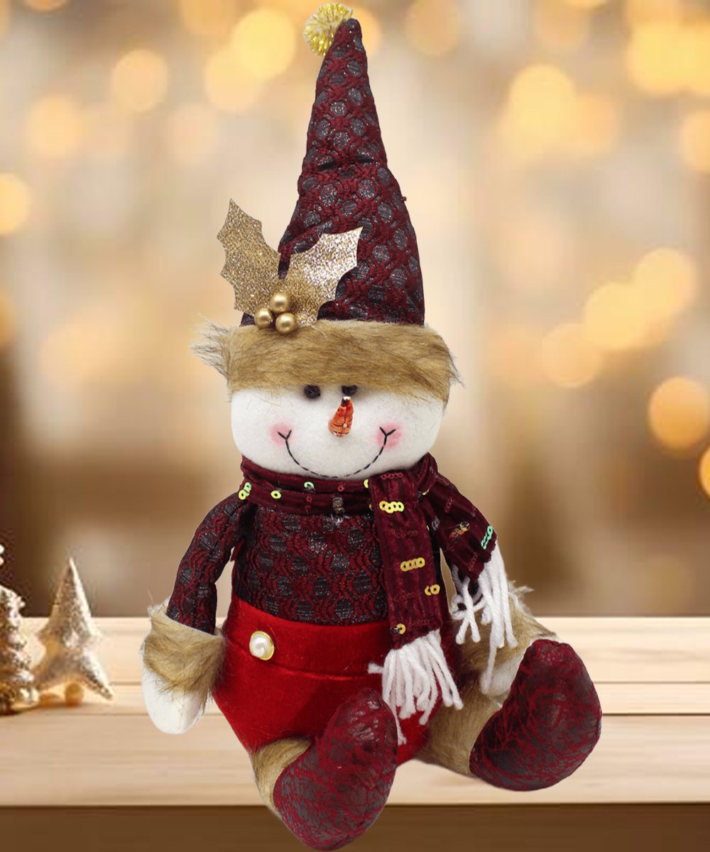 Decoração Boneco Neve Sentado Enfeite Tecido Natalino 40cm