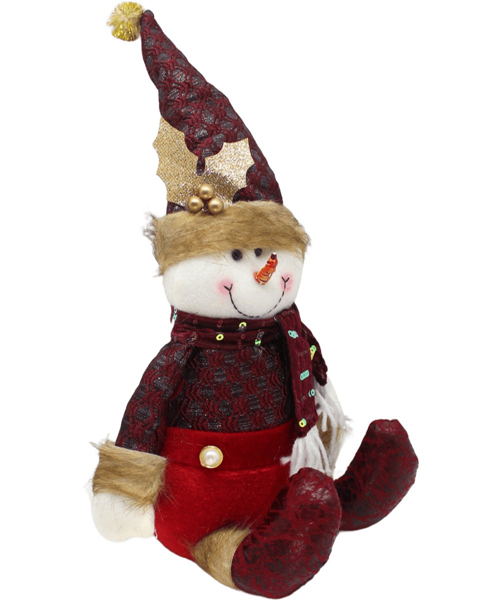 Decoração Boneco Neve Sentado Enfeite Tecido Natalino 40cm
