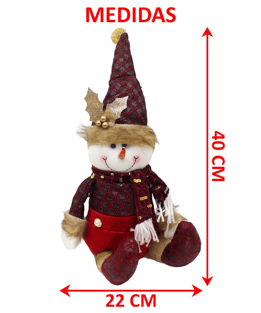 Decoração Boneco Neve Sentado Enfeite Tecido Natalino 40cm