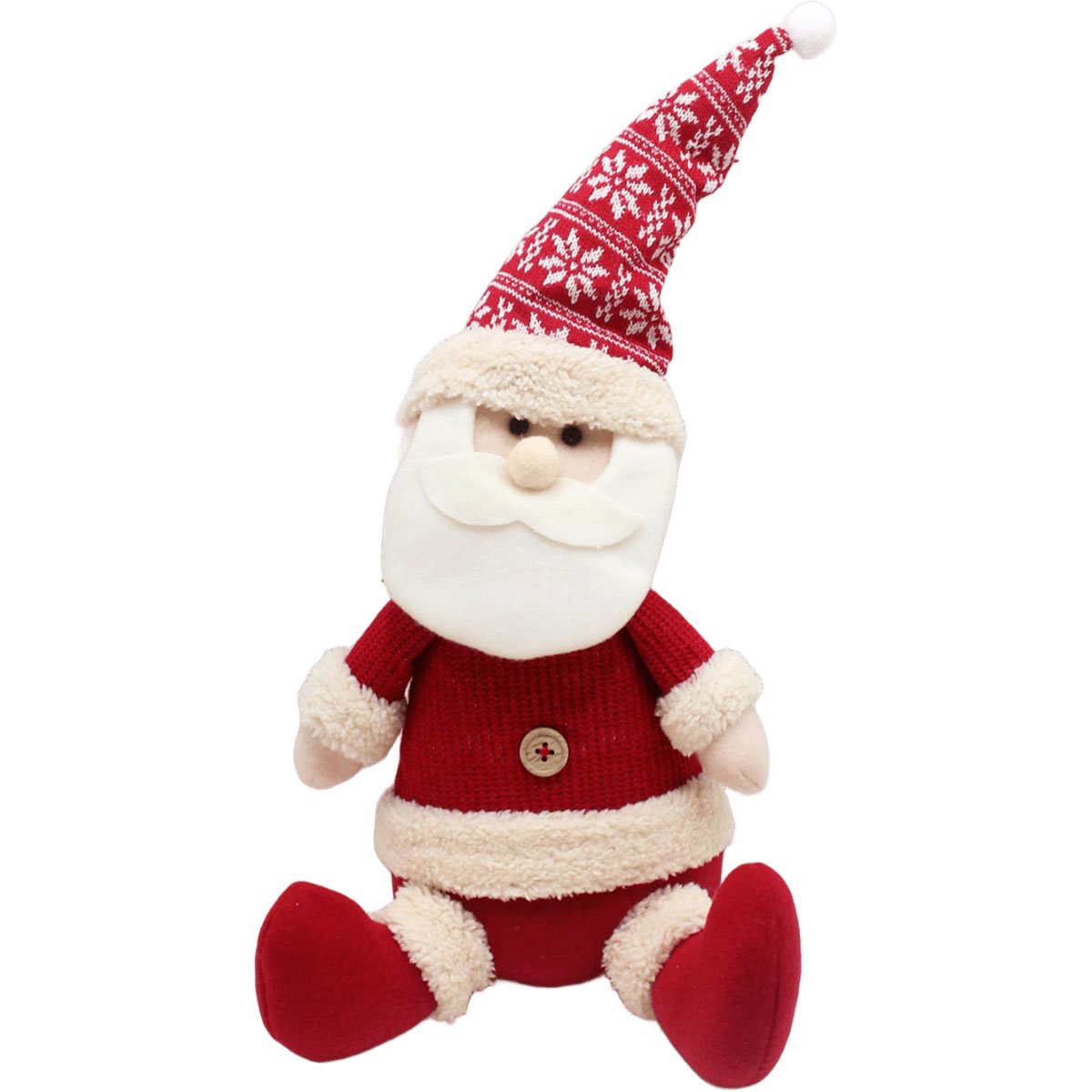 Decoração Boneco Papai Noel Sentado Enfeite Natalino De 35cm