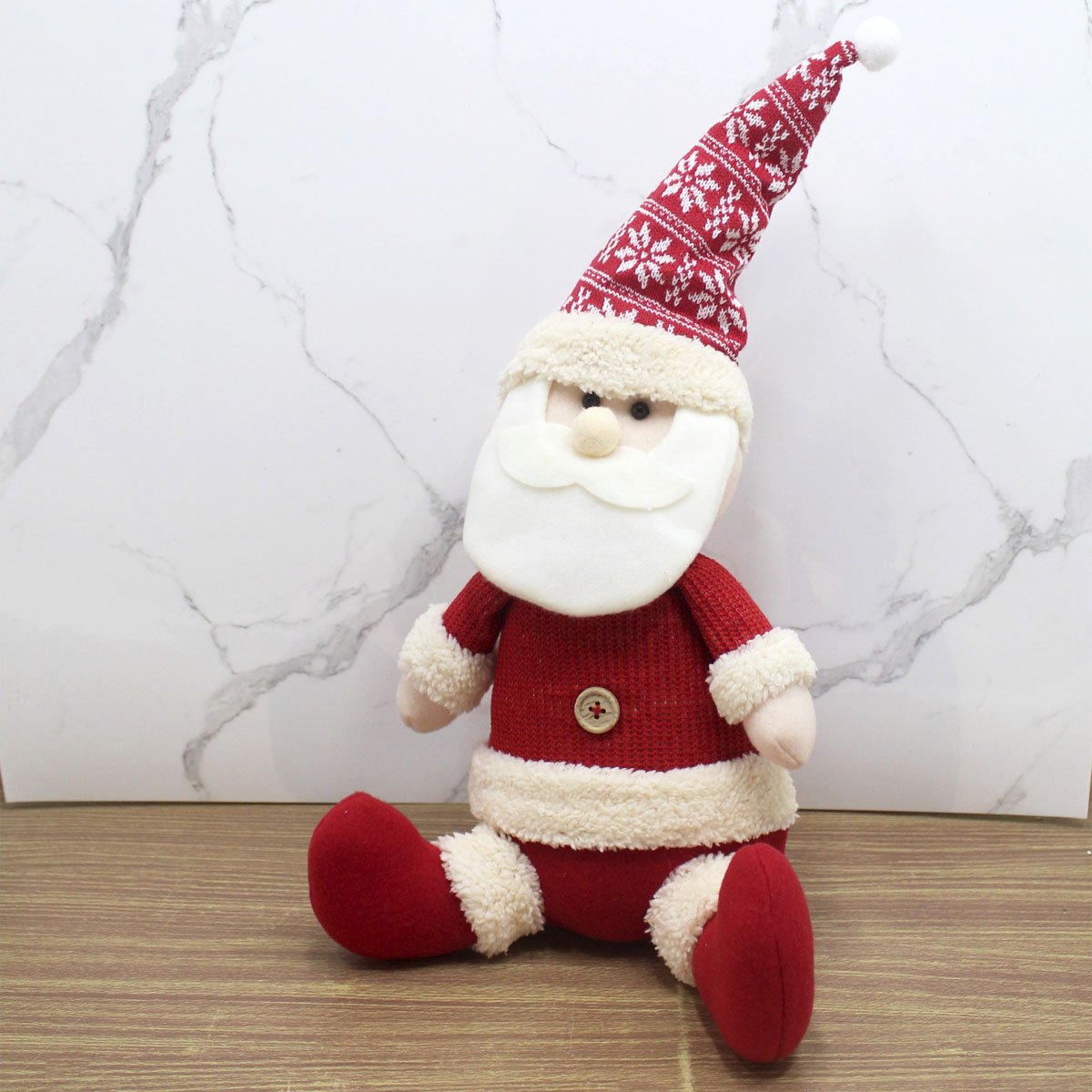 Decoração Boneco Papai Noel Sentado Enfeite Natalino De 35cm