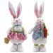 Decoração Casal De Coelhos De Páscoa Enfeite Coelhinhos 49cm