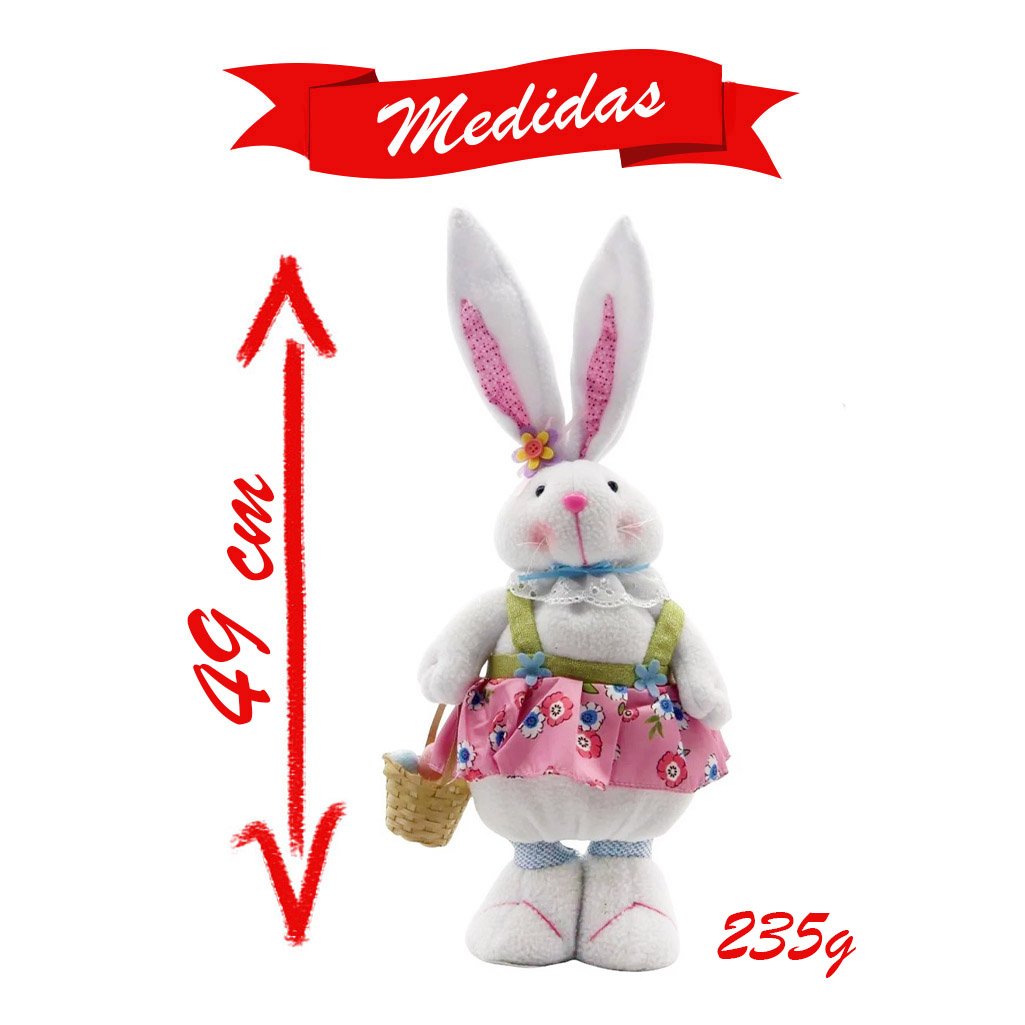 Decoração Casal De Coelhos De Páscoa Enfeite Coelhinhos 49cm