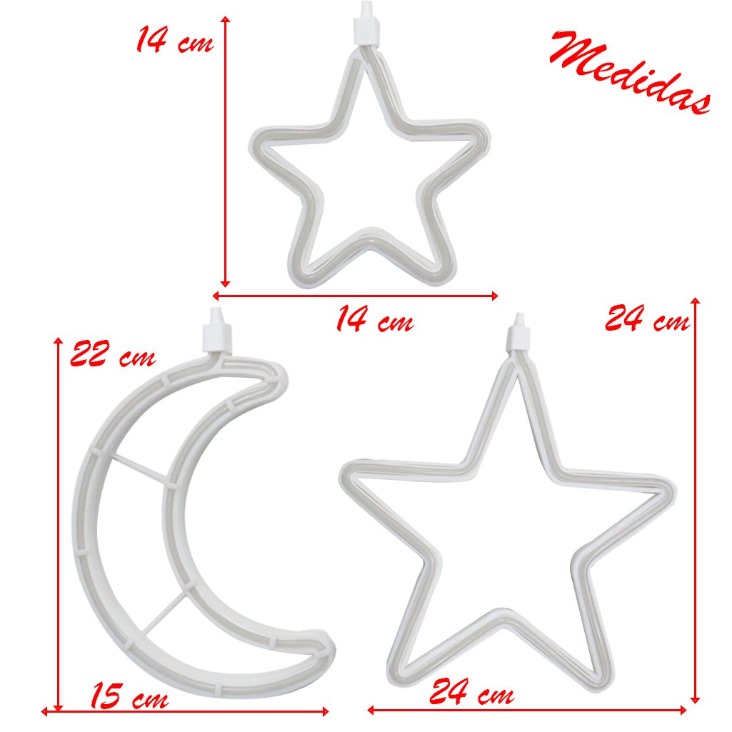 Decoração Cortina Varal Cordão Fio de Luzes Lâmpadas Estrela Lua Céu Led Natal Enfeite 2,5m