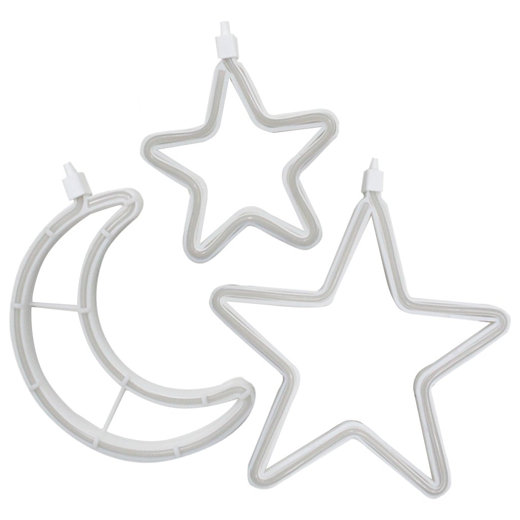 Decoração Cortina Varal Cordão Fio de Luzes Lâmpadas Estrela Lua Céu Led Natal Enfeite 2,5m