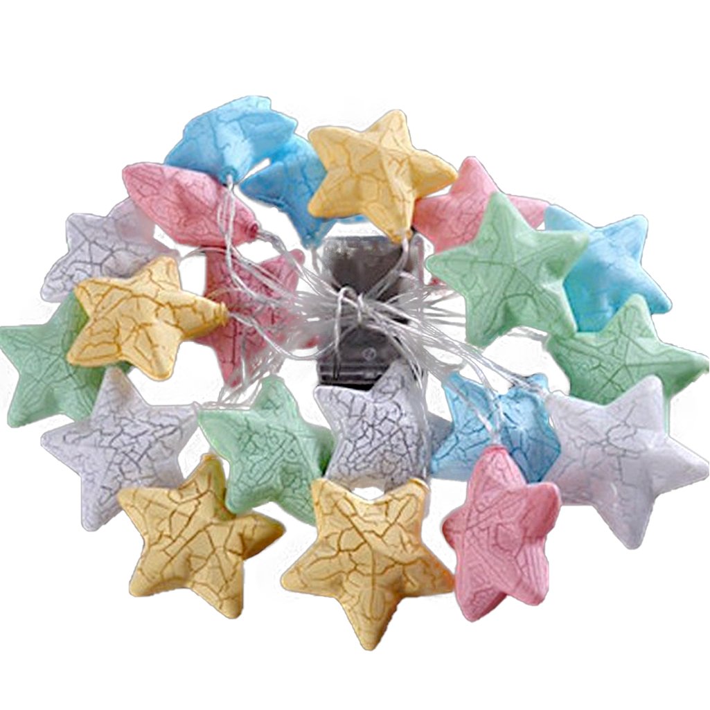 Decoração De Natal Cordão Luminoso Estrelas Coloridas LED 2m