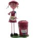 Decoração Enfeite Boneca Escultura em Metal com Lixeira Pedal Menina Pink