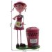 Decoração Enfeite Boneca Escultura em Metal com Lixeira Pedal Menina Pink