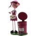 Decoração Enfeite Boneca Escultura em Metal com Lixeira Pedal Menina Pink
