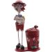 Decoração Enfeite Boneco Escultura de Metal com Lixeira de Pedal Menino Rosa 72cm