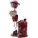 Decoração Enfeite Boneco Escultura de Metal com Lixeira de Pedal Menino Rosa 72cm