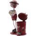 Decoração Enfeite Boneco Escultura de Metal com Lixeira de Pedal Menino Rosa 72cm