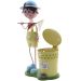 Decoração Enfeite Boneco Escultura em Metal com Lixeira Pedal Menino Amarelo 72cm