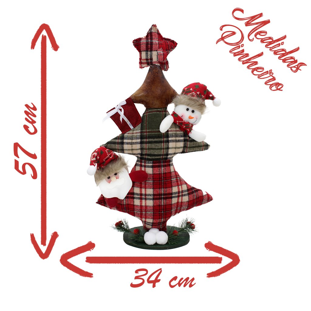 Decoração Enfeite Natal Papai Noel Árvore Natalina 57cm