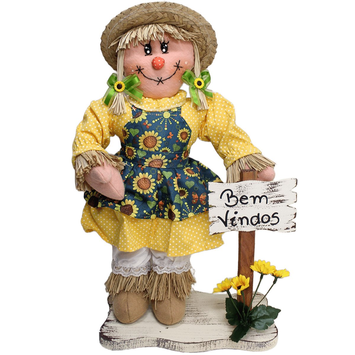 Decoração Espantalhos De Festa Junina Caipira Com Placa 50cm Menina