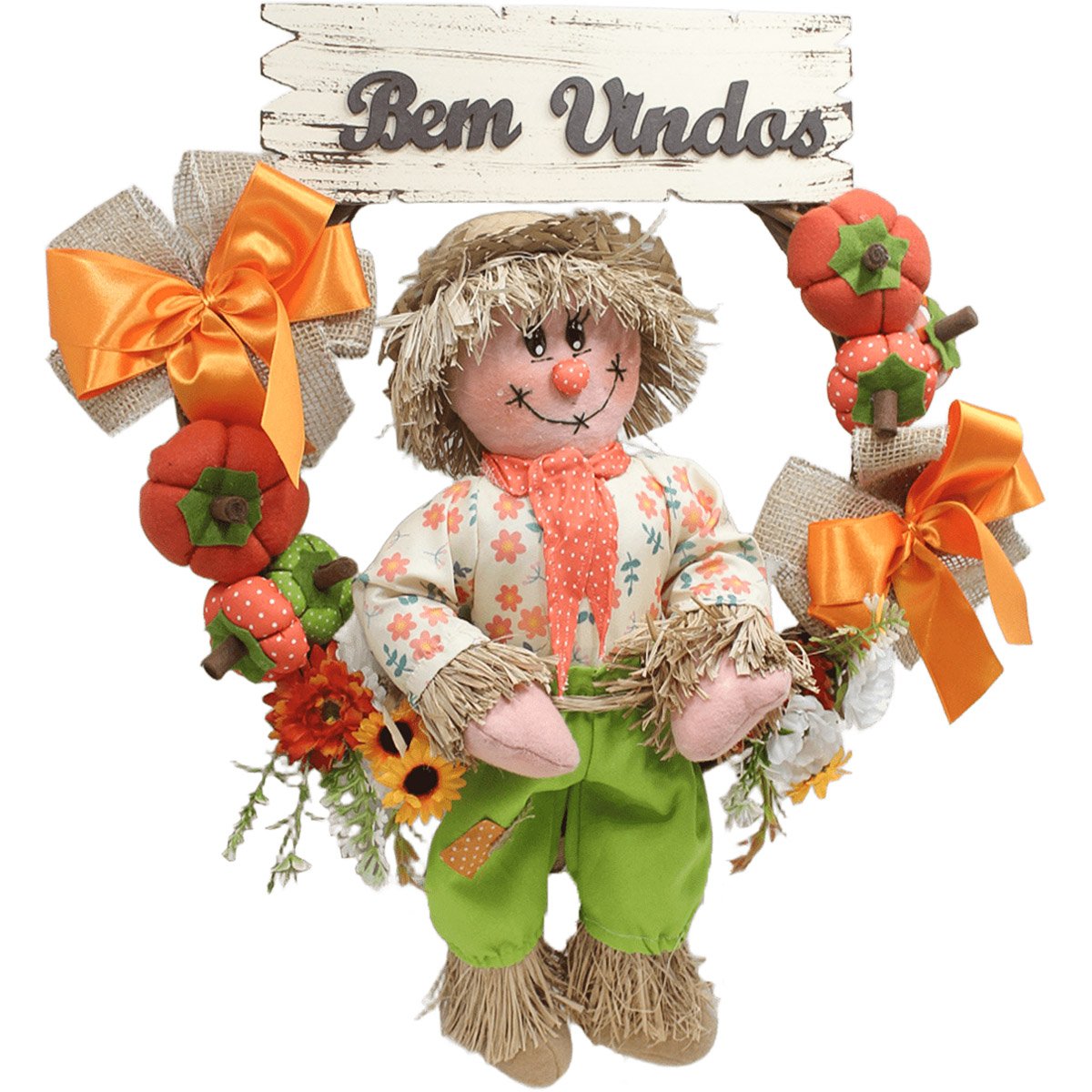 Decoração Guirlanda Festa Junina Caipira Com Abobora De 50cm Menina