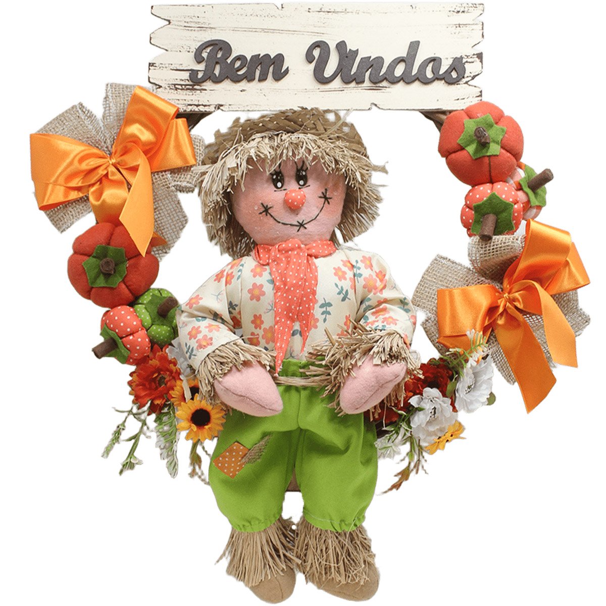 Decoração Guirlanda Festa Junina Caipira Com Abobora De 50cm Menina