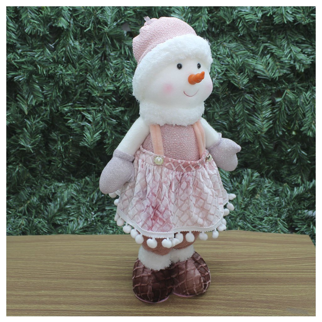 Decoração Natal Boneco De Neve Rosa Natalina 45cm