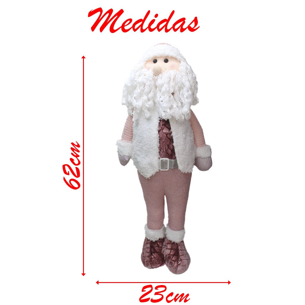 Decoração Natal Papai Noel Rosa Natalino 62cm
