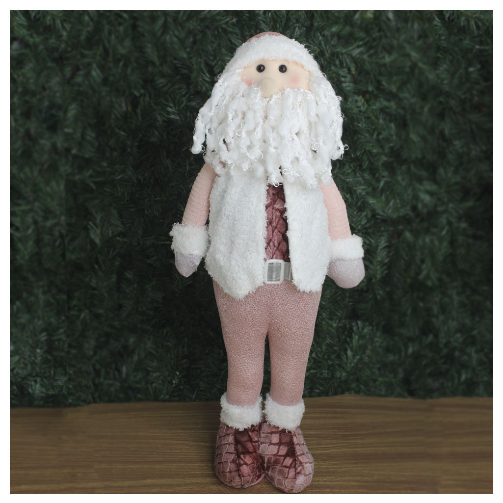 Decoração Natal Papai Noel Rosa Natalino 62cm