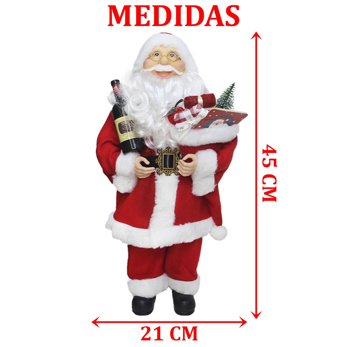 Decoração Papai Noel Tradicional Gorro Presentes Natal 45cm