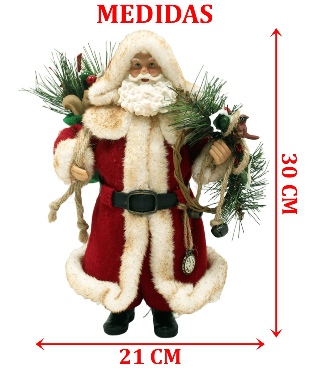 Decoração Papai Noel Tradicional Vintage Colecionável 30cm