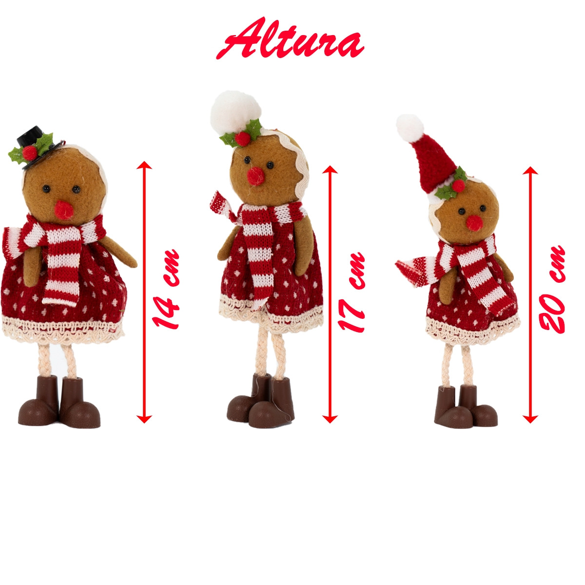 Decoração Para Árvore de Natal 3 Biscoito Pendente 17 cm