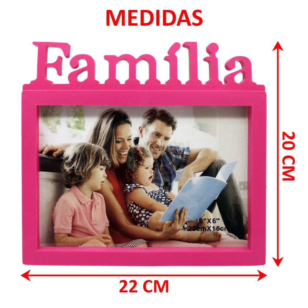 Decoração Porta Retrato De Mesa Rosa Enfeite Família 20x15cm