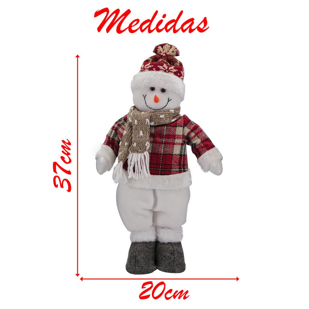 Dupla Boneco De Natal Boneco De Neve E Papai Noel Xadrez 37cm