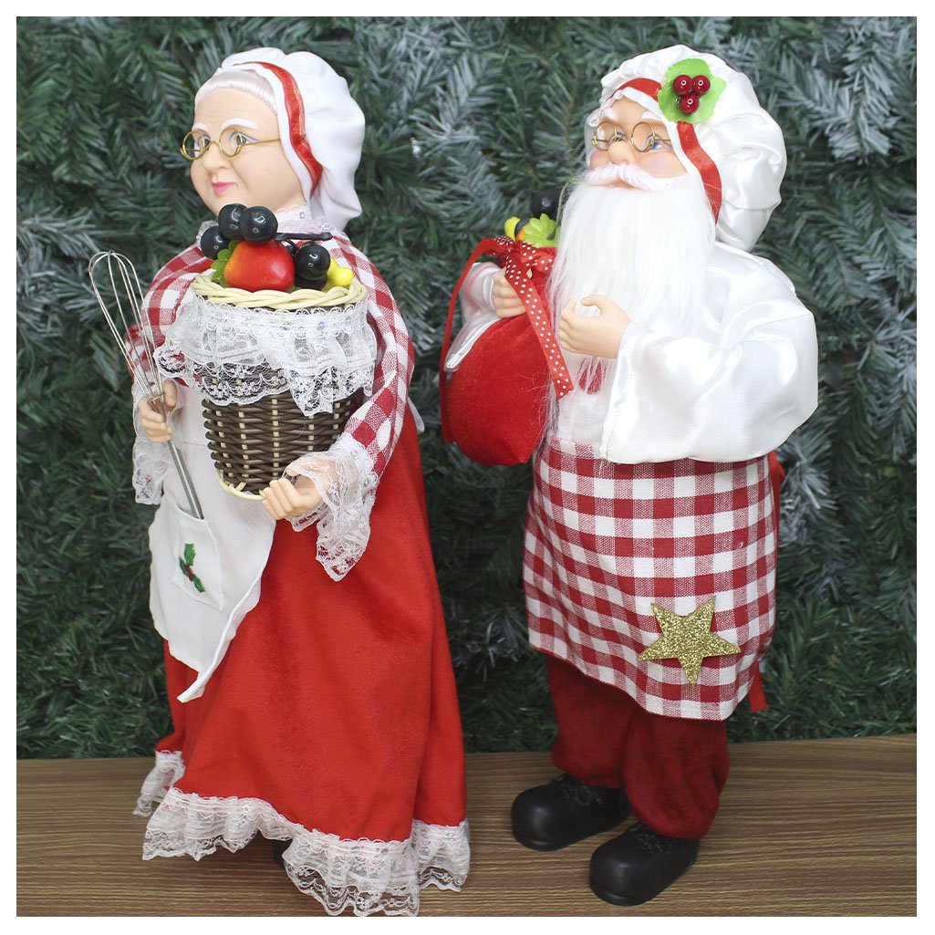 Dupla Boneco De Natal Mamãe E Papai Noel Feirantes