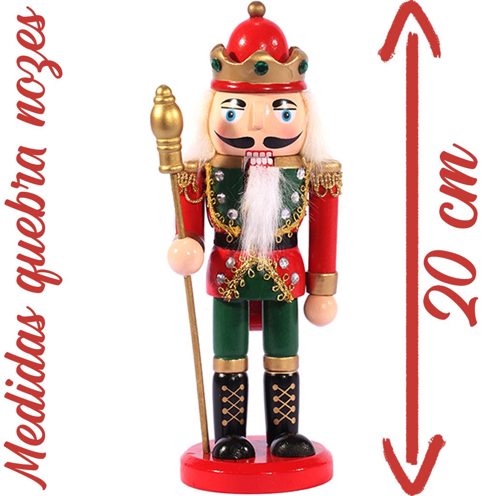 Dupla Boneco Decorativo Madeira Quebra Nozes Natalino 20cm